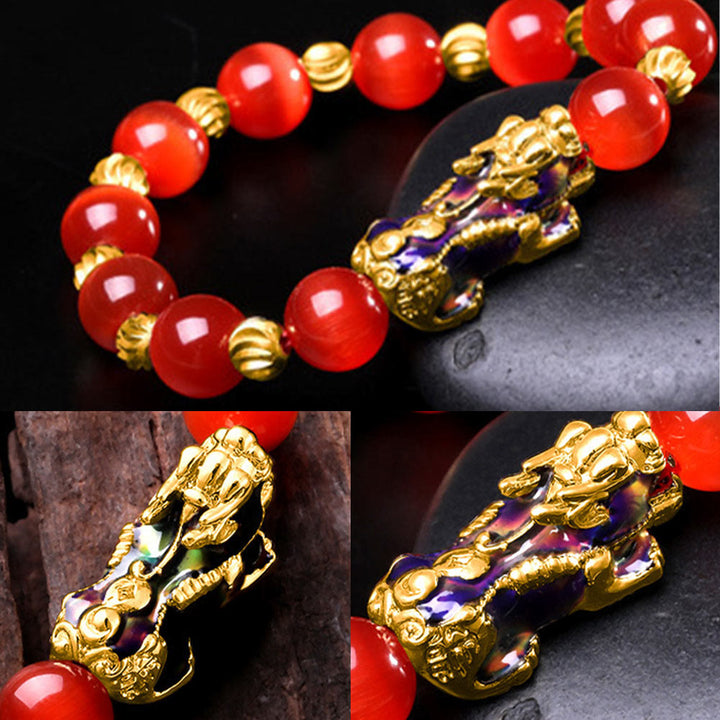 Buddha Stones Cat Eye Color Change PiXiu Support Bracelet - image 13