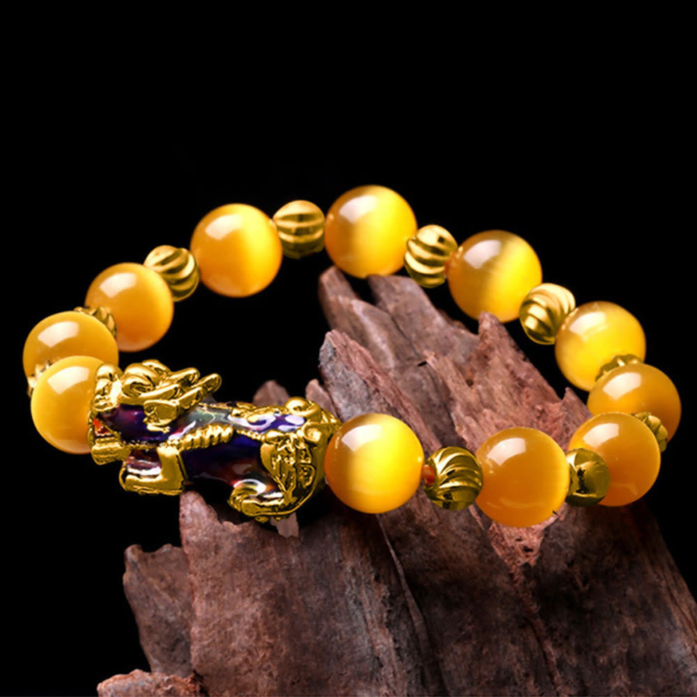 Buddha Stones Cat Eye Color Change PiXiu Support Bracelet - image 1