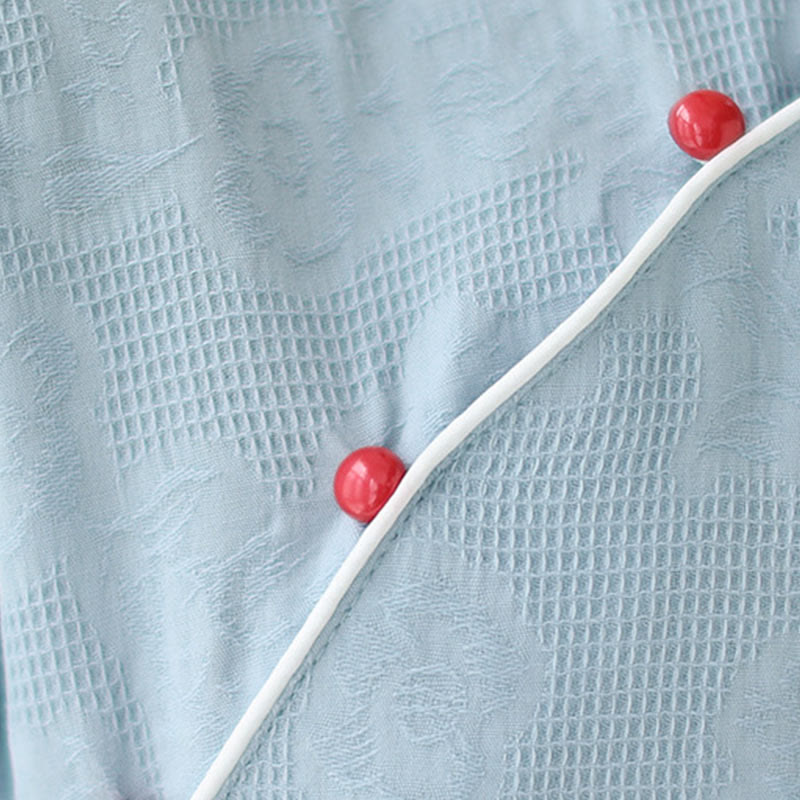 Buddha Stones Jacquard Solid Color Cotton Linen Short Sleeve Cheongsam Qipao Midi Dress With Pockets - image 8