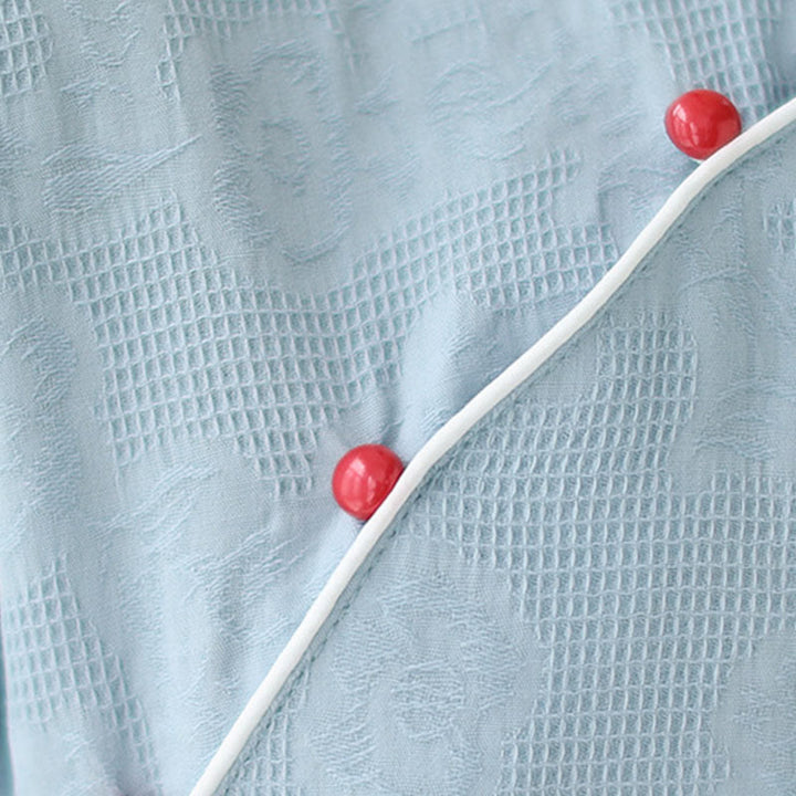 Buddha Stones Jacquard Solid Color Cotton Linen Short Sleeve Cheongsam Qipao Midi Dress With Pockets - image 8