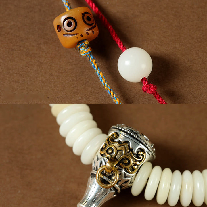 Buddha Stones Natural White Bodhi Seed Stone Wisdom Tassel Wrist Mala Bracelet - image 11