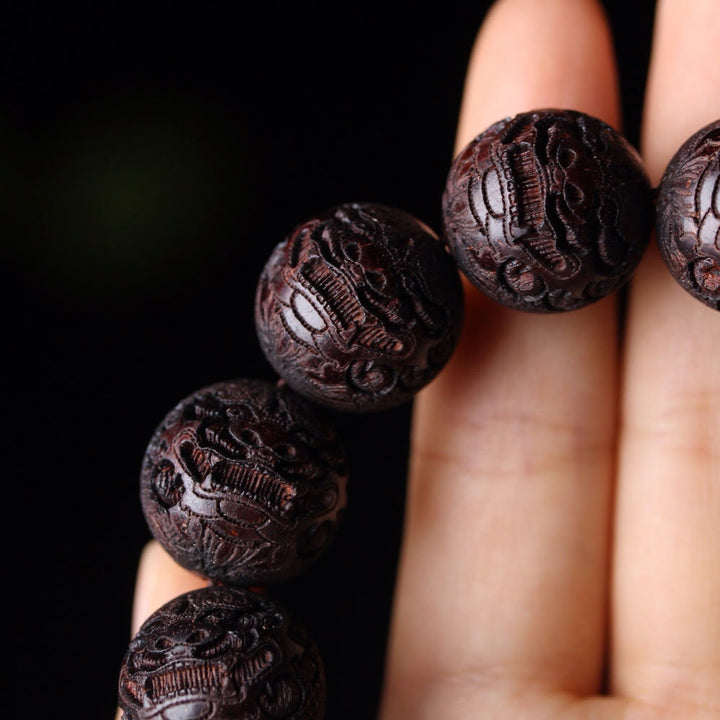 Buddha Stones Tibetan Rosewood Engraving PiXiu Warmth Bracelet - image 3