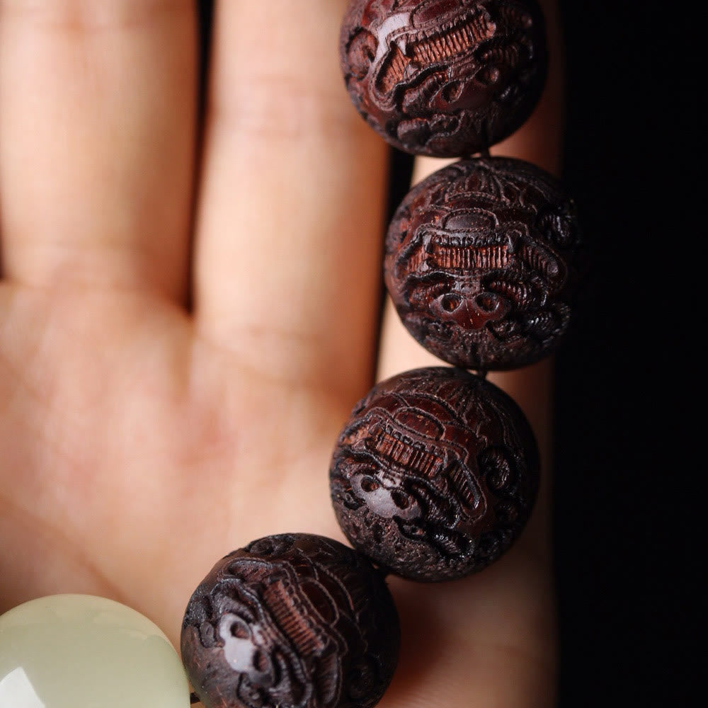 Buddha Stones Tibetan Rosewood Engraving PiXiu Warmth Bracelet - image 8