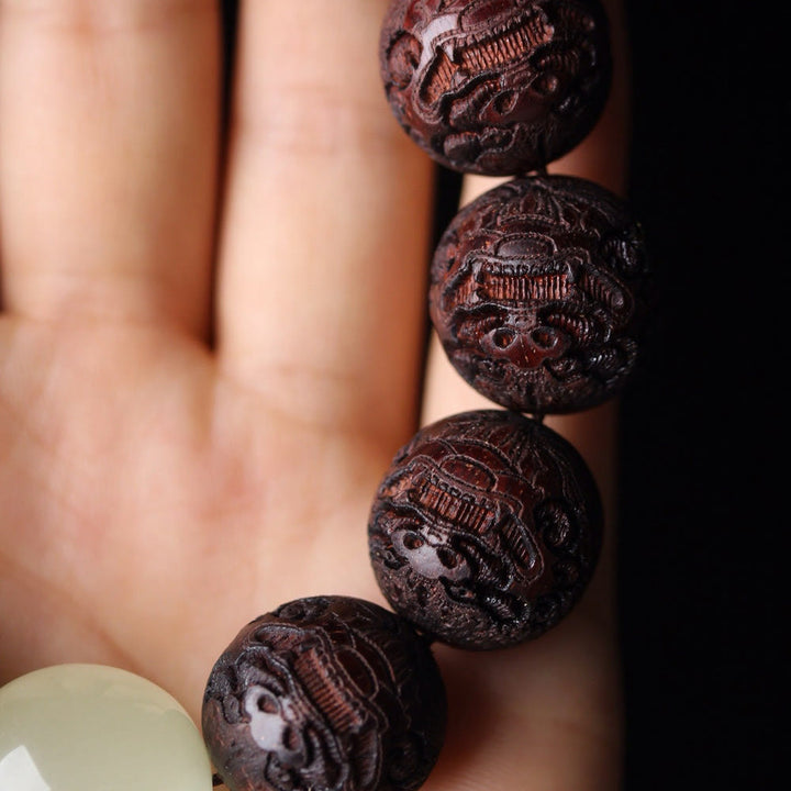 Buddha Stones Tibetan Rosewood Engraving PiXiu Warmth Bracelet - image 8