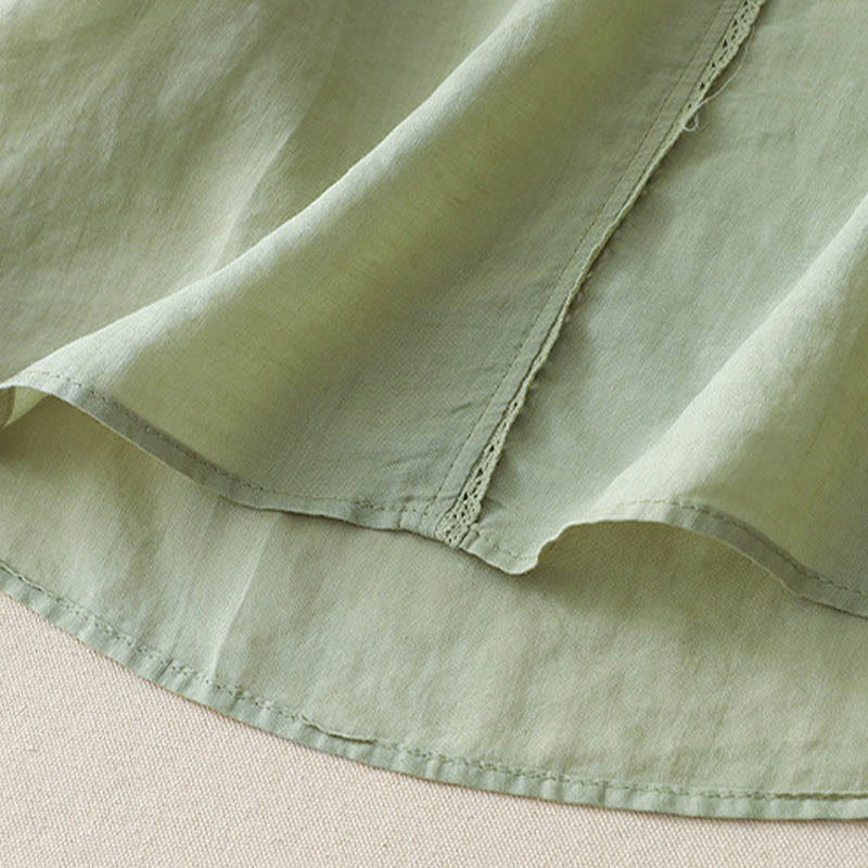 Buddha Stones Casual Shooting Star Embroidery V-Neck Half Sleeve Cotton Linen Women's Shirt - image 11