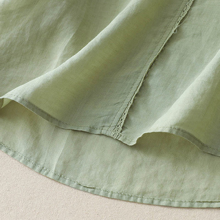 Buddha Stones Casual Shooting Star Embroidery V-Neck Half Sleeve Cotton Linen Women's Shirt - image 11