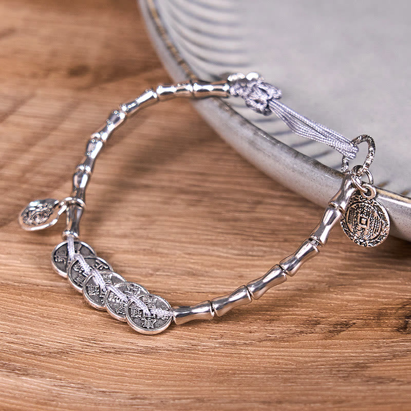 Buddha Stones Five Emperor Coins Mountain Ghosts Spend Money Bracelet - Five-Emperor Coins(Wrist Circumference: 17-21cm) - image 0