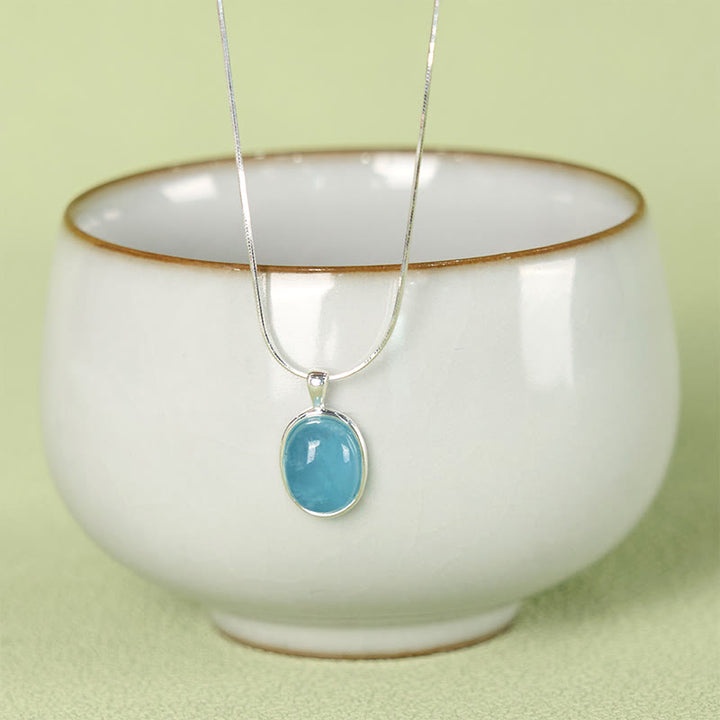 Buddha Stones 925 Sterling Silver Aquamarine Healing Clavicle Chain Necklace Pendant - image 8