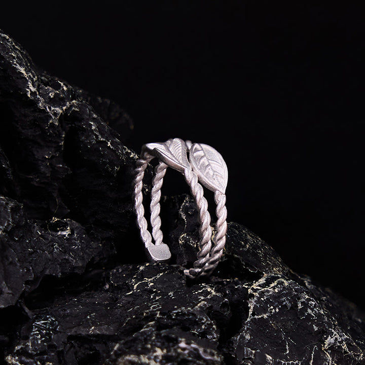 Buddha Stone Copper Leaf Wealth Adjustable Ring - image 3