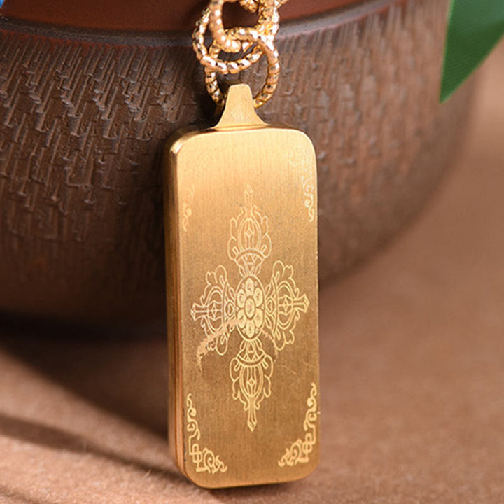 Buddha Stones Tibet God Of Wealth Titanium Steel Thangka Wealth Necklace Pendant - image 2