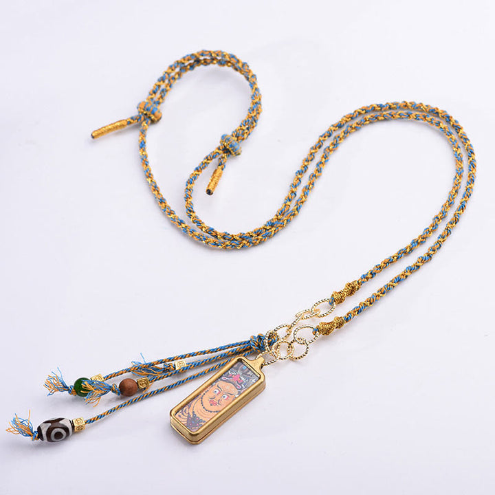 Buddha Stones Tibet God Of Wealth Titanium Steel Thangka Wealth Necklace Pendant - image 7