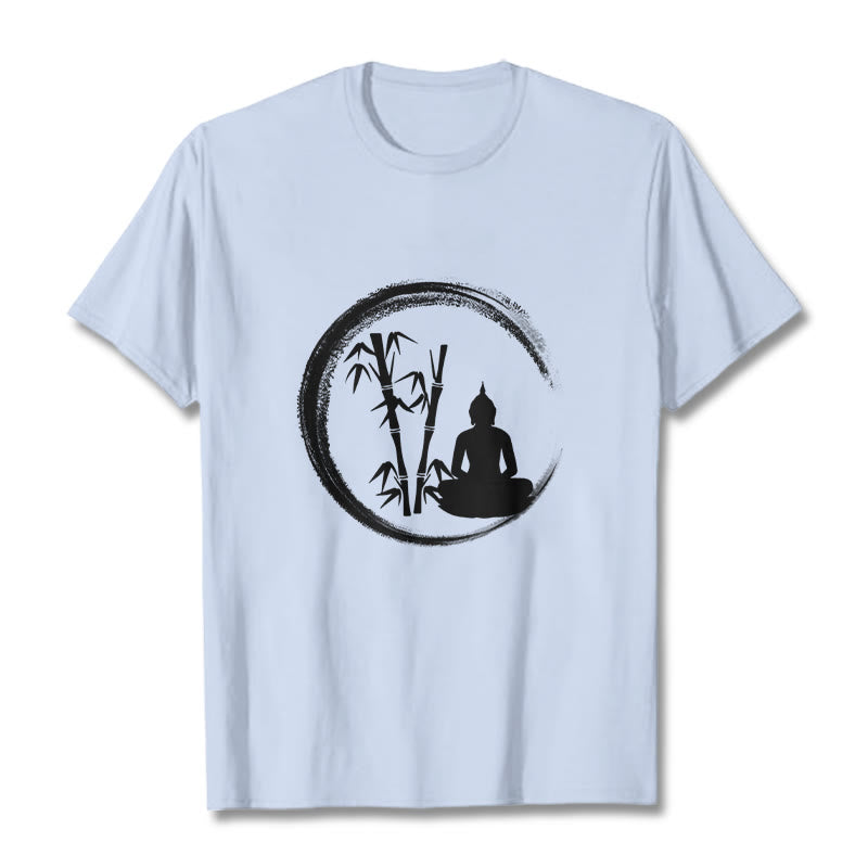 Buddha Stones Zen Buddha Statue Sitting Bamboo Meditation Tee T-shirt - LightCyan - 2XL - image 18