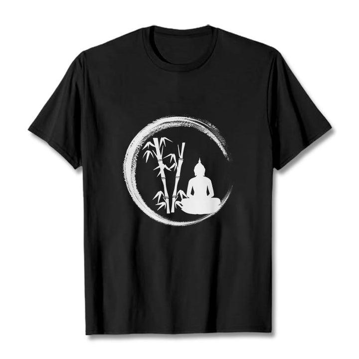 Buddha Stones Zen Buddha Statue Sitting Bamboo Meditation Tee T-shirt - Black - 2XL - image 0