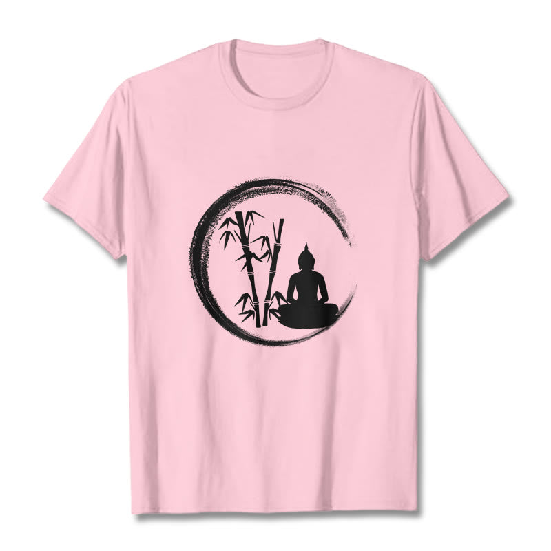 Buddha Stones Zen Buddha Statue Sitting Bamboo Meditation Tee T-shirt - LightPink - 2XL - image 12