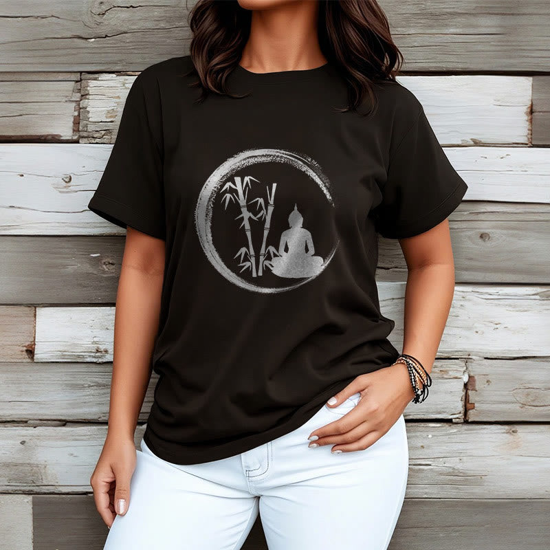 Buddha Stones Zen Buddha Statue Sitting Bamboo Meditation Tee T-shirt - image 3