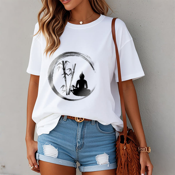 Buddha Stones Zen Buddha Statue Sitting Bamboo Meditation Tee T-shirt - image 6