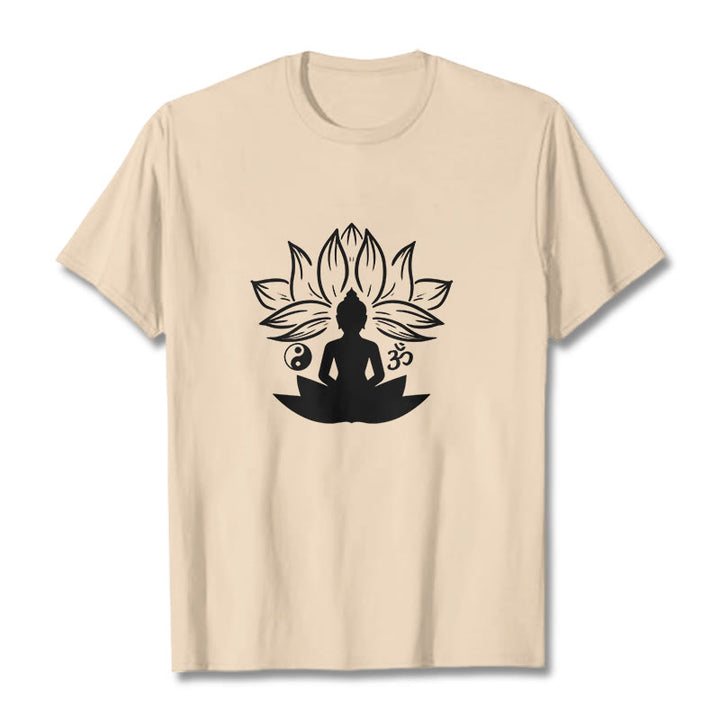 Buddha Stones Om Yin Yang Buddha Statue Sitting Lotus Meditation Tee T-shirt - Bisque - 2XL - image 8
