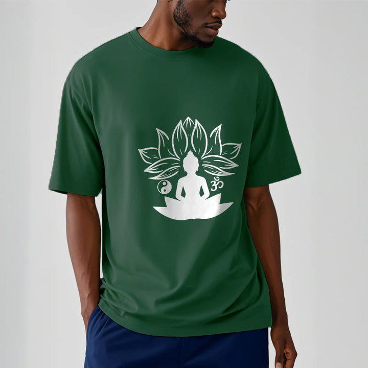 Buddha Stones Om Yin Yang Buddha Statue Sitting Lotus Meditation Tee T-shirt - image 11