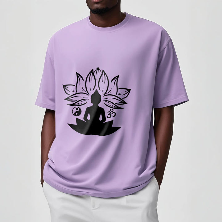 Buddha Stones Om Yin Yang Buddha Statue Sitting Lotus Meditation Tee T-shirt - image 17