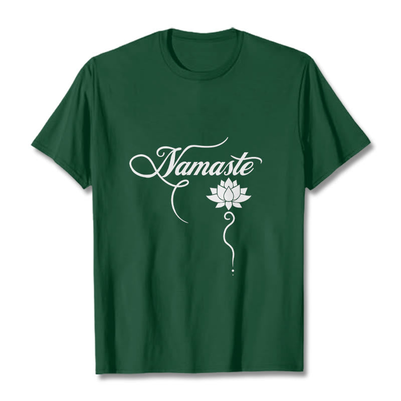 Buddha Stones HELLO Hindi Lotus Tee T-shirt - ForestGreen - 2XL - image 0