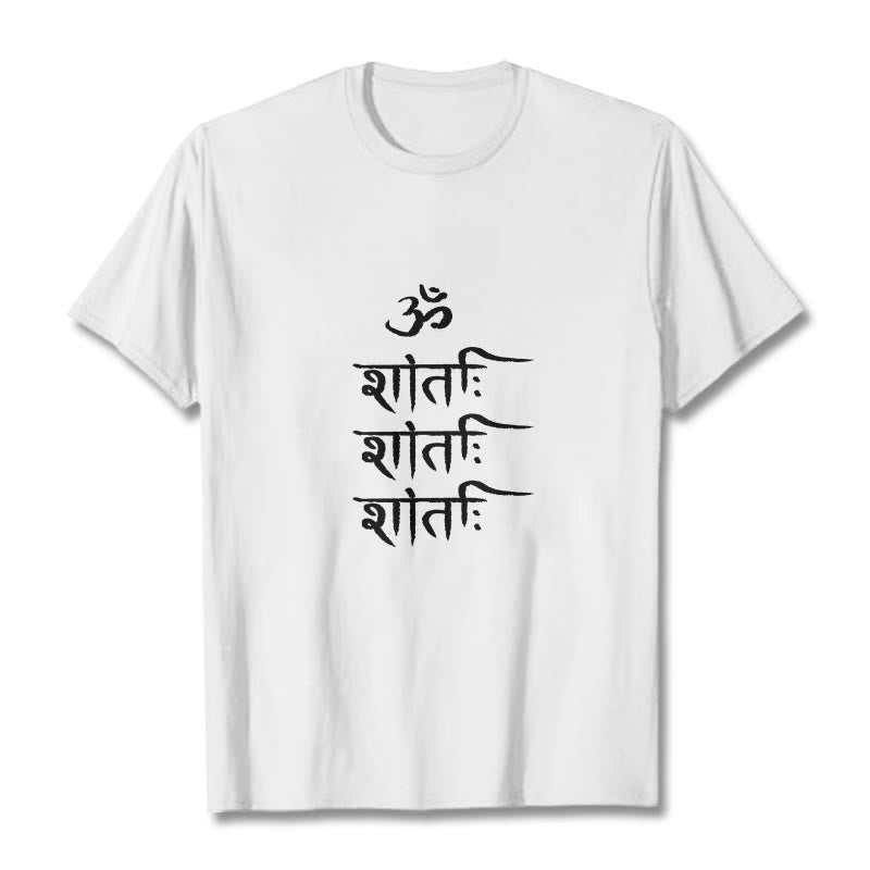 Buddha Stones OM MANTRA Sanskrit Pattern Tee T-shirt - White - 2XL - image 7