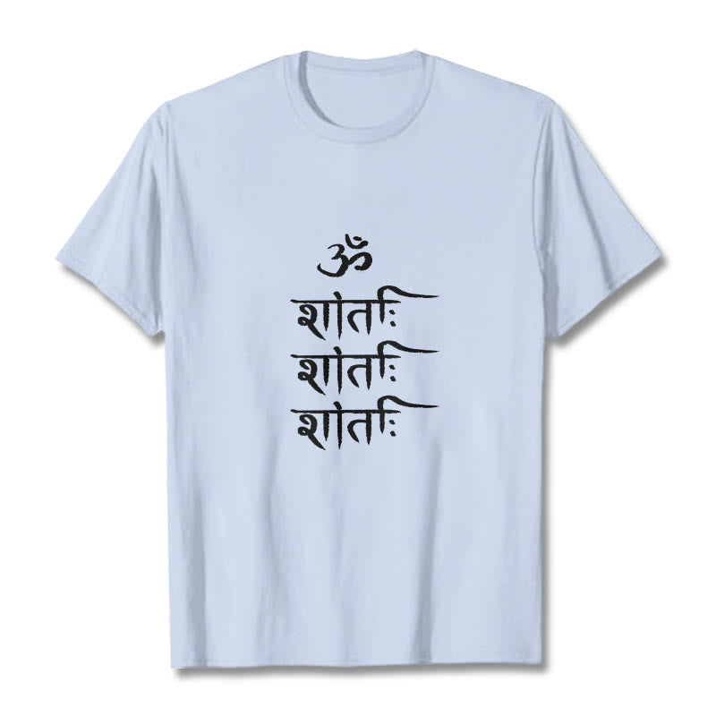 Buddha Stones OM MANTRA Sanskrit Pattern Tee T-shirt - LightCyan - 2XL - image 18