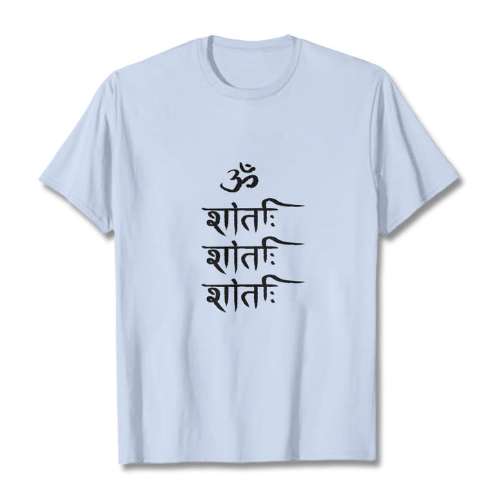 Buddha Stones OM MANTRA Sanskrit Pattern Tee T-shirt - LightCyan - 2XL - image 18