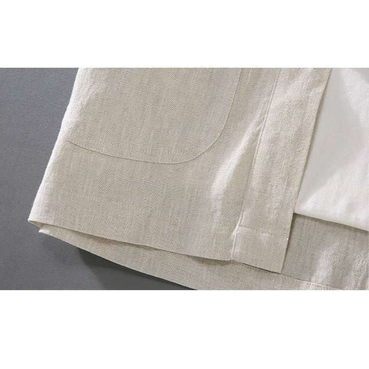 Buddha Stones Vintage Plain Tang Suit Chinese Frog-Button Cotton Linen Men's Shirt With Pockets - image 5