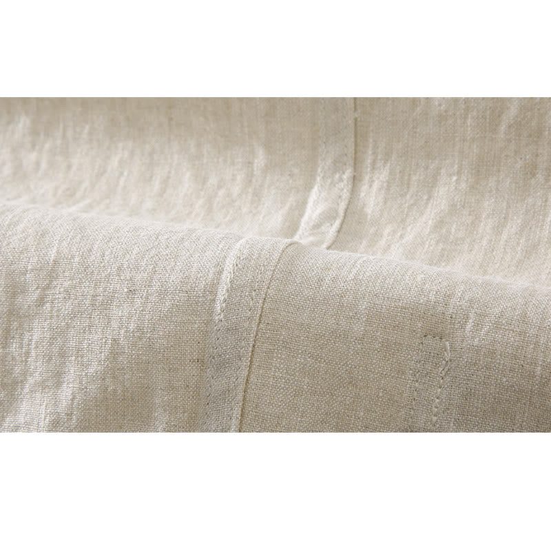 Buddha Stones Vintage Plain Tang Suit Chinese Frog-Button Cotton Linen Men's Shirt With Pockets - image 7