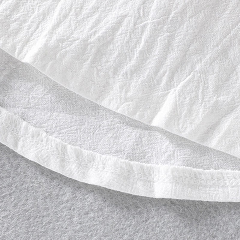 Buddha Stones Vintage Casual Plain Single Breasted Three Quarter Sleeve Men's Cotton Linen Shirt With Pocket - image 8