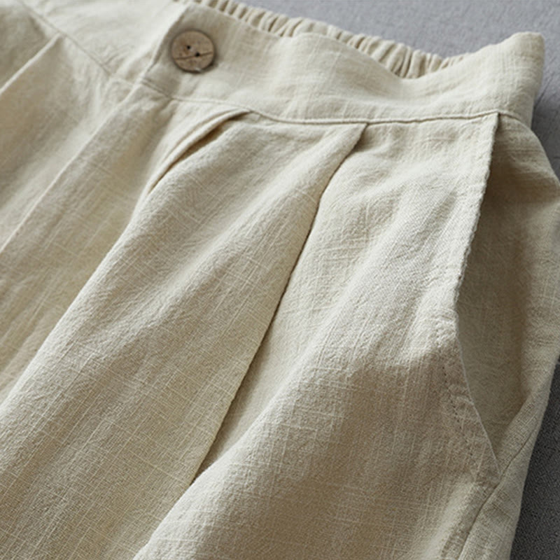 Buddha Stones Casual Plain Loose 7-8 Length Women's Polyester Wide Leg Pants With Pockets - image 10