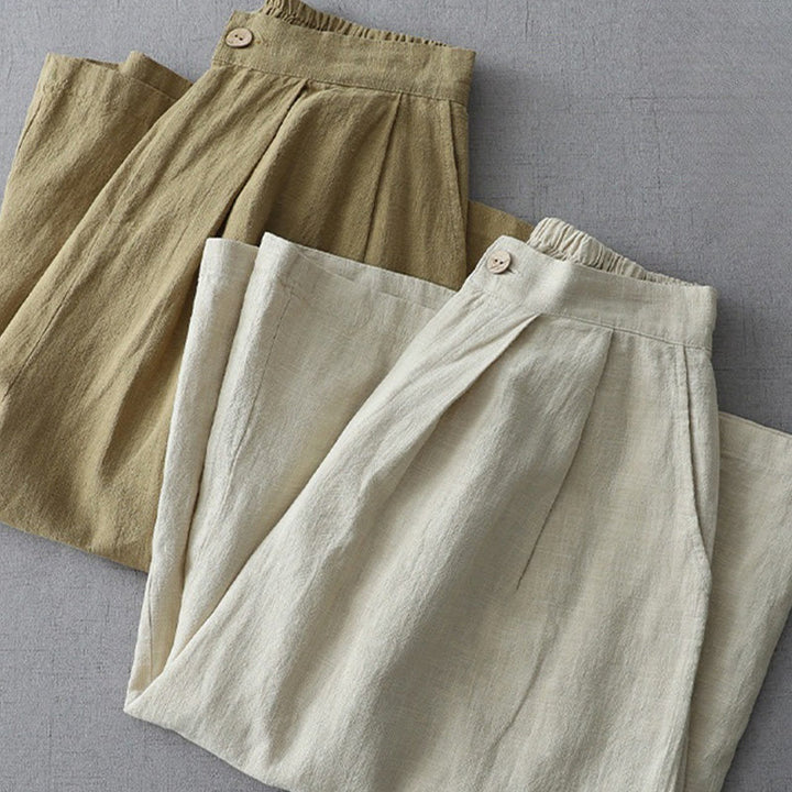 Buddha Stones Casual Plain Loose 7-8 Length Women's Polyester Wide Leg Pants With Pockets - image 18