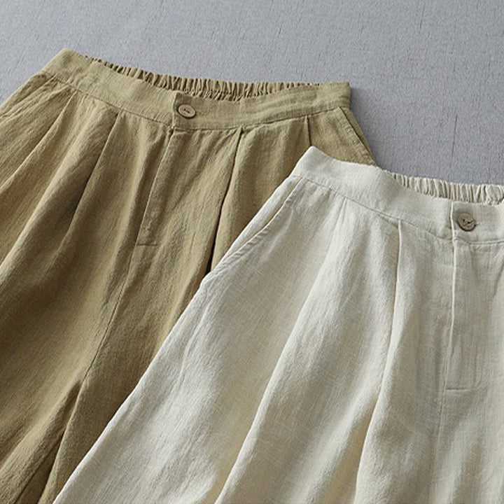 Buddha Stones Casual Plain Loose 7-8 Length Women's Polyester Wide Leg Pants With Pockets - image 17