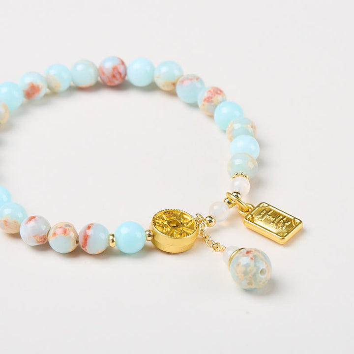 Buddha Stones Shoushan Stone Copper Coin Money From All Directions Wealth Bracelet - image 3