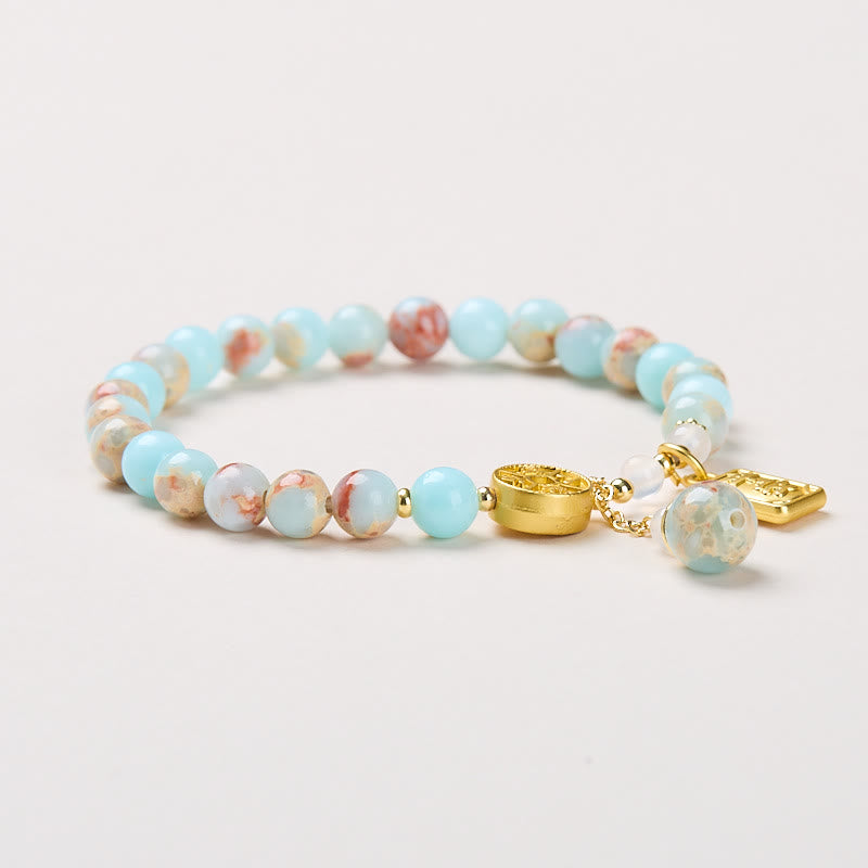 Buddha Stones Shoushan Stone Copper Coin Money From All Directions Wealth Bracelet - image 2