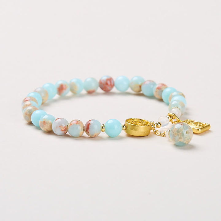 Buddha Stones Shoushan Stone Copper Coin Money From All Directions Wealth Bracelet - image 2