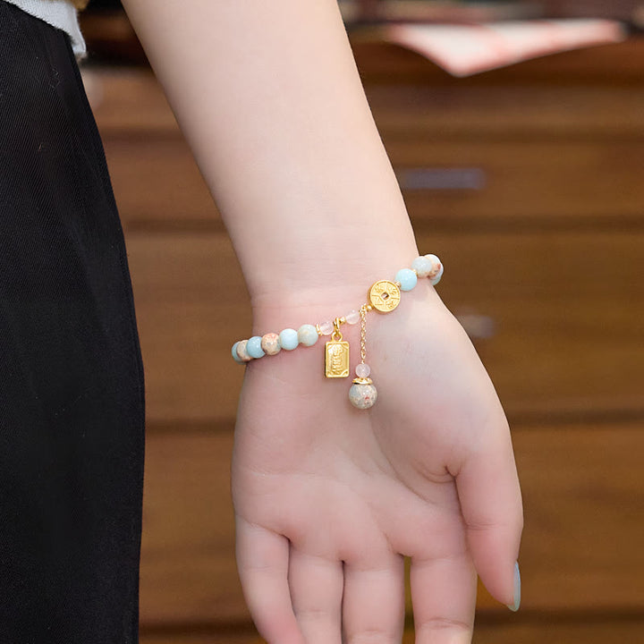 Buddha Stones Shoushan Stone Copper Coin Money From All Directions Wealth Bracelet - image 6