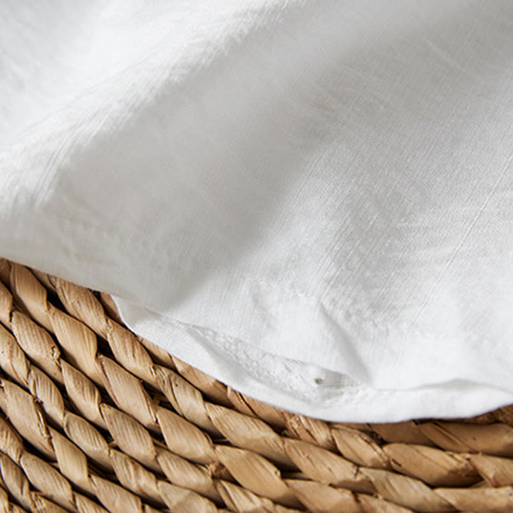 Buddha Stones Casual Women's Flowers Embroidery Pattern Frog-button Slanted Collar Design Three Quarter Sleeve Cotton Linen Shirt - image 4