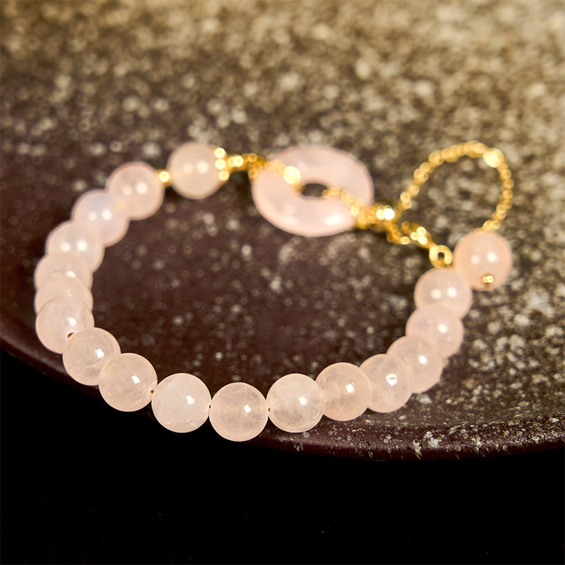 Buddha Stones Natural Pink Crystal Beads Peace Buckle Self-acceptance Bracelet - image 1