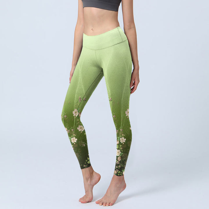 Buddha Stones Rose Lines Pattern Print Gym Leggings Women's Yoga Pants - PaleGreen - US18,UK/AU22,EU50 (4XL) - image 0