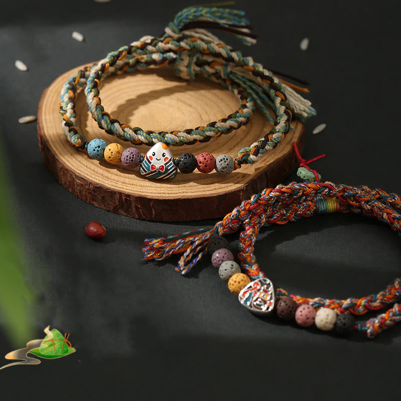 Buddha Stones Dragon Boat Festival Colorful Rope Lava Rock Fu Character Rice Dumplings Luck Braided Bracelet - image 12