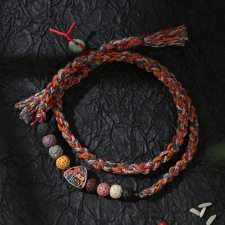 Buddha Stones Dragon Boat Festival Colorful Rope Lava Rock Fu Character Rice Dumplings Luck Braided Bracelet - Red Rope(Wrist Circumference: 15-22cm) - image 7