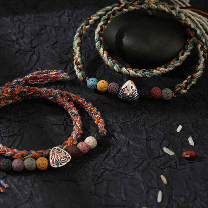Buddha Stones Dragon Boat Festival Colorful Rope Lava Rock Fu Character Rice Dumplings Luck Braided Bracelet - image 14