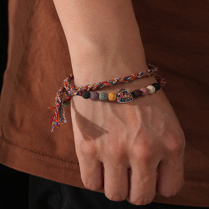 Buddha Stones Dragon Boat Festival Colorful Rope Lava Rock Fu Character Rice Dumplings Luck Braided Bracelet - image 9