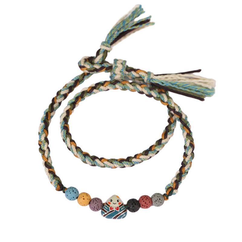 Buddha Stones Dragon Boat Festival Colorful Rope Lava Rock Fu Character Rice Dumplings Luck Braided Bracelet - image 3
