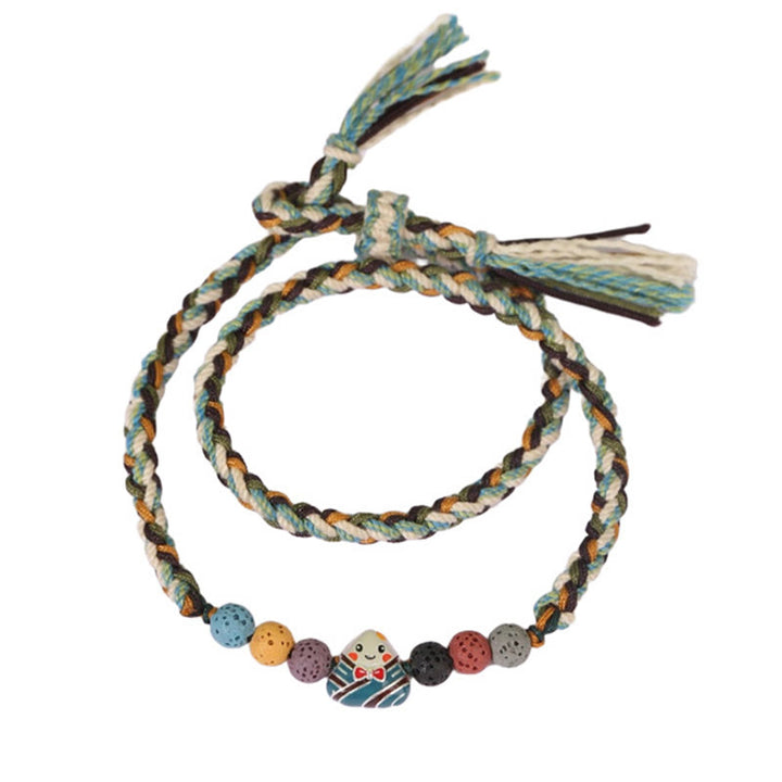Buddha Stones Dragon Boat Festival Colorful Rope Lava Rock Fu Character Rice Dumplings Luck Braided Bracelet - image 3