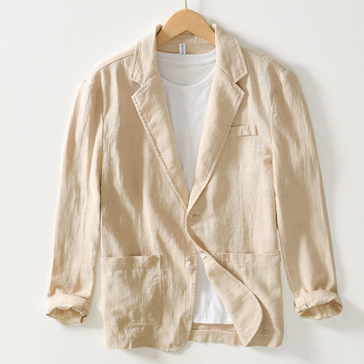 Buddha Stones Long Sleeve Button Placket Design Men's Cotton Linen Jacket Shirt With Pockets - LemonChiffon - US/UK/AU44,EU54 (4XL) - image 10