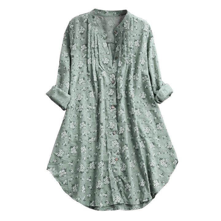 Buddha Stones Florals Buttons Long Sleeve Cotton Women's Shirt - image 2