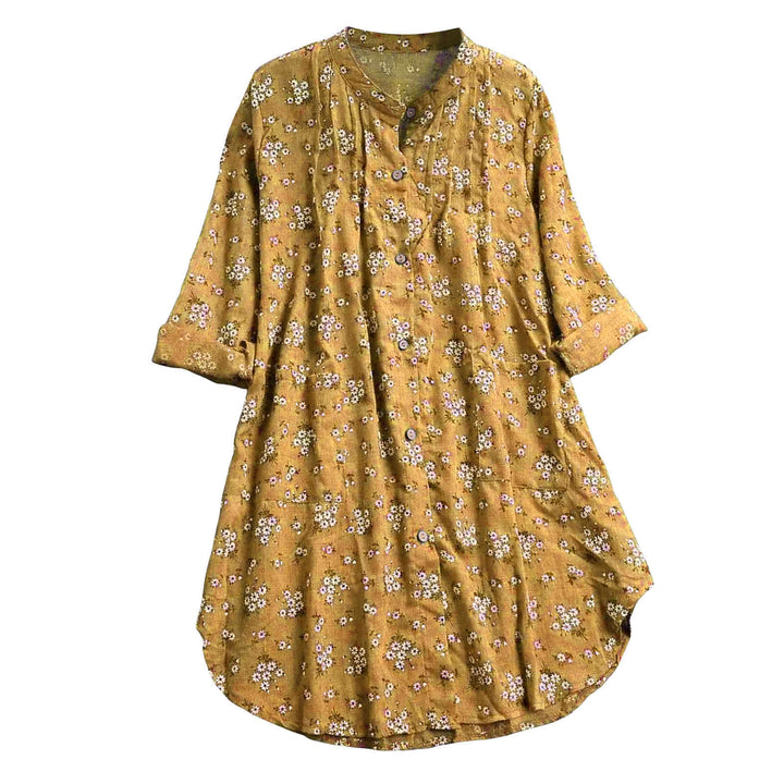 Buddha Stones Florals Buttons Long Sleeve Cotton Women's Shirt - image 5