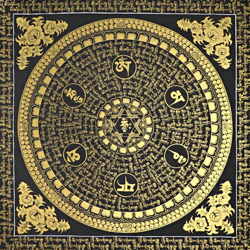 Buddha Stones Tibetan Thangka Painting Om Mani Padme Hum Scripture Handmade Decoration(Random Style) - image 9